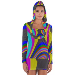 Pattern Rainbow Colorfull Wave Chevron Waves Long Sleeve Hooded T-shirt by Alisyart