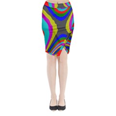 Pattern Rainbow Colorfull Wave Chevron Waves Midi Wrap Pencil Skirt