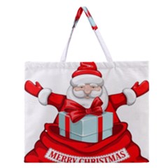 Merry Christmas Santa Claus Zipper Large Tote Bag