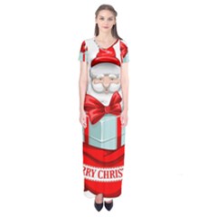 Merry Christmas Santa Claus Short Sleeve Maxi Dress