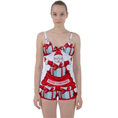 Merry Christmas Santa Claus Tie Front Two Piece Tankini by Alisyart
