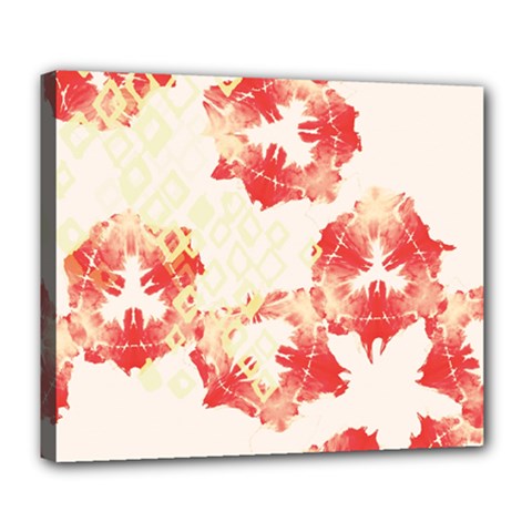 Pattern Flower Red Plaid Green Deluxe Canvas 24  X 20  