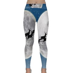 Santa Claus Christmas Fly Moon Night Blue Sky Classic Yoga Leggings