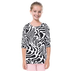 Psychedelic Zebra Pattern Black Kids  Quarter Sleeve Raglan Tee