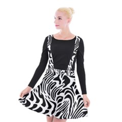 Psychedelic Zebra Pattern Black Suspender Skater Skirt