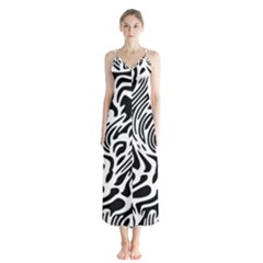 Psychedelic Zebra Pattern Black Button Up Chiffon Maxi Dress by Alisyart