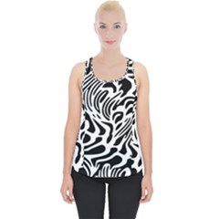 Psychedelic Zebra Pattern Black Piece Up Tank Top