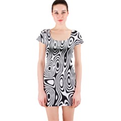 Psychedelic Zebra Black Circle Short Sleeve Bodycon Dress