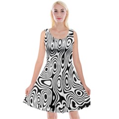 Psychedelic Zebra Black Circle Reversible Velvet Sleeveless Dress