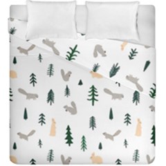 Squirrel Rabbit Tree Animals Snow Duvet Cover Double Side (king Size)