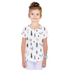 Squirrel Rabbit Tree Animals Snow Kids  One Piece Tee