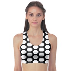 Tile Pattern Black White Sports Bra