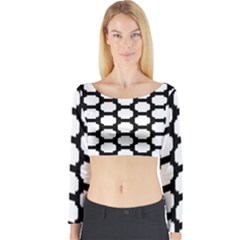 Tile Pattern Black White Long Sleeve Crop Top by Alisyart