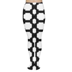 Tile Pattern Black White Women s Tights