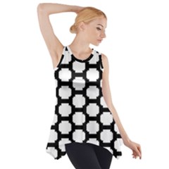 Tile Pattern Black White Side Drop Tank Tunic