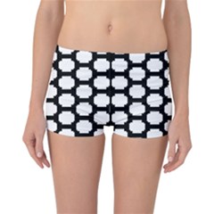 Tile Pattern Black White Reversible Boyleg Bikini Bottoms