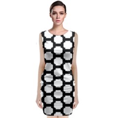 Tile Pattern Black White Classic Sleeveless Midi Dress