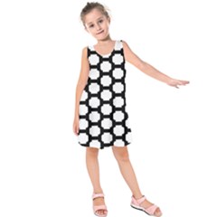 Tile Pattern Black White Kids  Sleeveless Dress