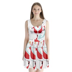 Surfing Snow Christmas Santa Claus Split Back Mini Dress 