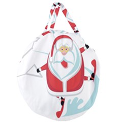 Surfing Snow Christmas Santa Claus Giant Round Zipper Tote by Alisyart