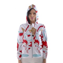 Surfing Christmas Santa Claus Hooded Wind Breaker (women)