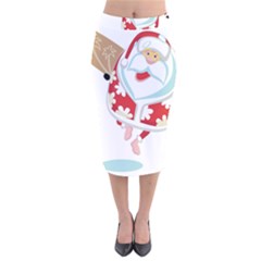 Surfing Christmas Santa Claus Velvet Midi Pencil Skirt by Alisyart