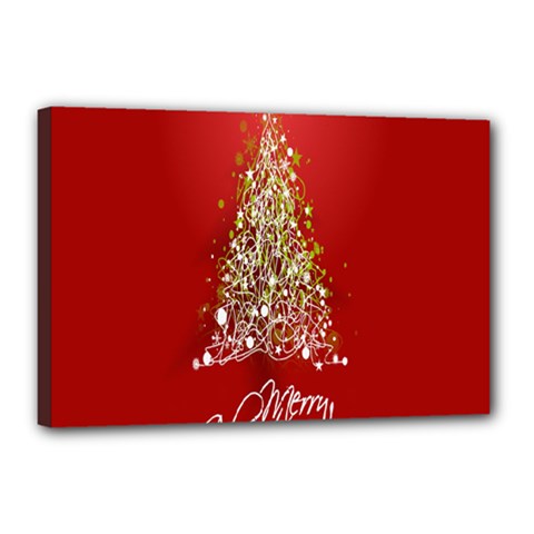 Tree Merry Christmas Red Star Canvas 18  X 12 