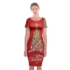 Tree Merry Christmas Red Star Classic Short Sleeve Midi Dress by Alisyart