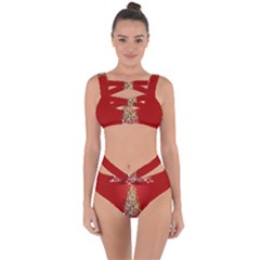 Tree Merry Christmas Red Star Bandaged Up Bikini Set 