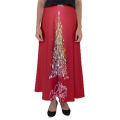 Tree Merry Christmas Red Star Flared Maxi Skirt by Alisyart