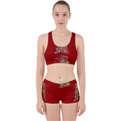 Tree Merry Christmas Red Star Work It Out Sports Bra Set