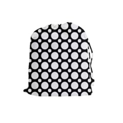 Tileable Circle Pattern Polka Dots Drawstring Pouches (large) 