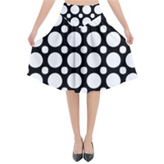 Tileable Circle Pattern Polka Dots Flared Midi Skirt