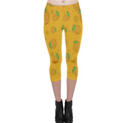 Fruit Pineapple Yellow Green Capri Leggings  by Alisyart