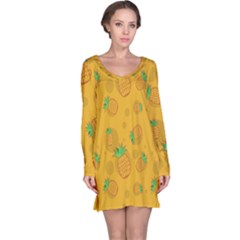 Fruit Pineapple Yellow Green Long Sleeve Nightdress