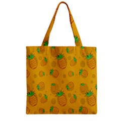 Fruit Pineapple Yellow Green Zipper Grocery Tote Bag