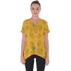 Fruit Pineapple Yellow Green Cut Out Side Drop Tee