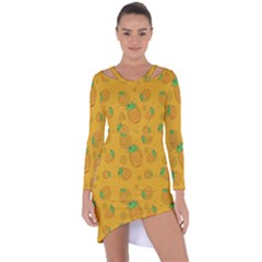 Fruit Pineapple Yellow Green Asymmetric Cut-Out Shift Dress