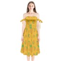 Fruit Pineapple Yellow Green Shoulder Tie Bardot Midi Dress View1