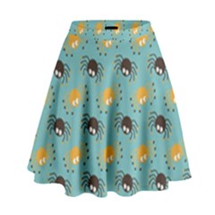 Spider Grey Orange Animals Cute Cartoons High Waist Skirt by Alisyart