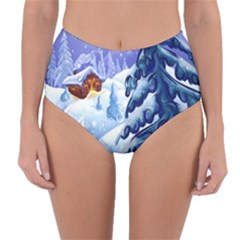 Christmas Wooden Snow Reversible High-waist Bikini Bottoms by Alisyart