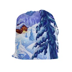 Christmas Wooden Snow Drawstring Pouches (extra Large)