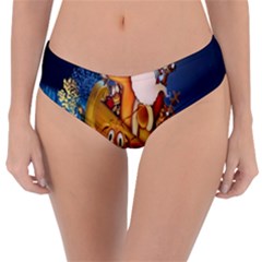 Deer Santa Claus Flying Trees Moon Night Christmas Reversible Classic Bikini Bottoms