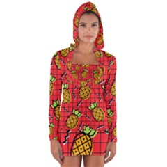 Fruit Pineapple Red Yellow Green Long Sleeve Hooded T-shirt