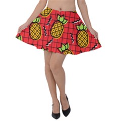 Fruit Pineapple Red Yellow Green Velvet Skater Skirt by Alisyart