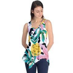 Fruit Pattern Pineapple Leaf Sleeveless Tunic