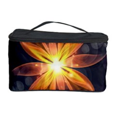 Beautiful Orange Star Lily Fractal Flower At Night Cosmetic Storage Case by jayaprime