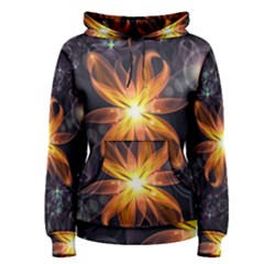 Beautiful Orange Star Lily Fractal Flower At Night Women s Pullover Hoodie by jayaprime