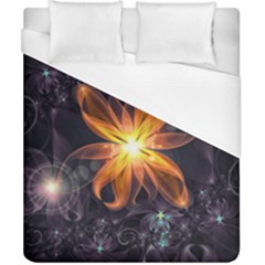 Beautiful Orange Star Lily Fractal Flower At Night Duvet Cover (california King Size) by jayaprime