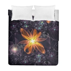 Beautiful Orange Star Lily Fractal Flower At Night Duvet Cover Double Side (full/ Double Size) by jayaprime